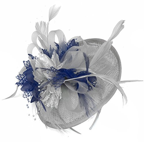 Caprilite silver grå mix färg Sinamay skiva tefat fascinator hatt för kvinnor bröllop pannband