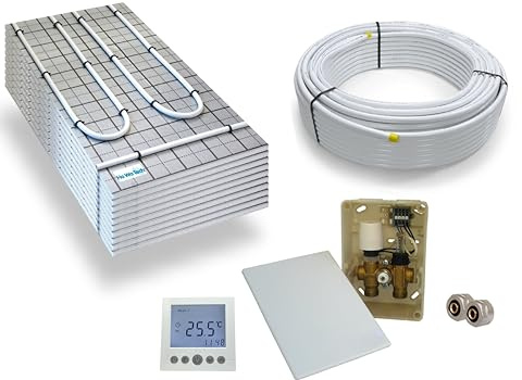 HoWaTech TAC Warmwasser Fußbodenheizung Komplettset E-Regelbox Digital, Heizfläche:5.00m²