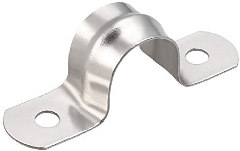 sourcing map 14mm Fixation Tuyau Clip Tube Attacher Collier de Serrage Pince Rigide Tube Sangle 2 Trous 304 Acier Inoxydable 10pcs
