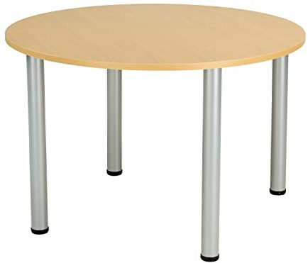 Office Hippo Round Office Table, Sturdy & Robust Circular Desk, For Home, Canteen, Boardroom or Meeting Room, Oak, 100 x 100 x 73 cm