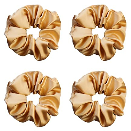 Hårsnodd av siden, 4 stycken silkeshår, Bobbles-hår, crunchies, 100 % rent mullbärssilke, 22 momme