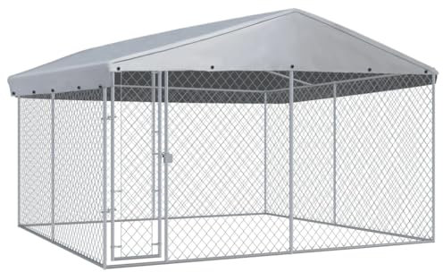 vidaXL Outdoor Hundezwinger mit Überdachung 382x382x225 cm Hundehütte Hundekäfig