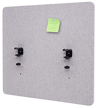 Akustik-Tischtrennwand HWC-G75AM, Büro-Sichtschutz Schreibtisch Pinnwand, doppelwandig Stoff/Textil - 65x60cm grau