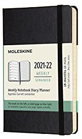 Moleskine - Agenda Settimanale 18 Mesi, Agenda Tascabile 2021/2022, Weekly Notebook con Copertina Rigida e Chiusura ad Elastico, Formato Pocket 9 x 14 cm, Colore Nero, 208 Pagine