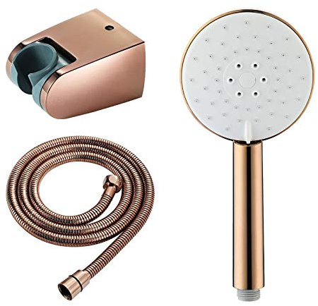 GLYYR Roségold Duschkopf Hochdruck Wassersparend ABS Handbrause Duschbrause mit 3 Funktionen, Universal Brausekopf mit ABS Halterung und 1.5M Schlauch, G1/2