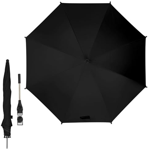 Ickle Bubba Universal Parasol Umbrella – UPF50+ UV Standard, Adjustable Sun and Wind Protection Umbrella, Universal Fit - Compatible with All Strollers and Prams (Black)