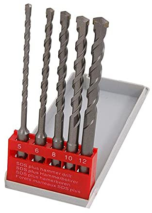 5 Piece SDS Plus Carbide Tipped Masonry Drill Bit Set with Case | 5mm-12mm SDS+ Bits for Stone, Concrete, Brick and Mortar