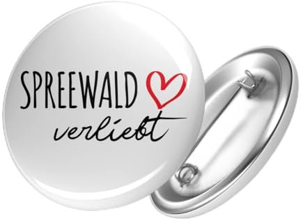 Huuraa Button Spreewald verliebt Ansteckbutton 25mm mit Namen deiner lieblings Region Geschenk Idee für Freunde und Familie