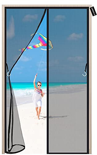 moustiquaire fenetre de toit 150 x 195 cm Moustiquaire Porte Fenetre Aimant Puissant de Porte Facile à Installer pour Couloirs Portes Patio - Noir