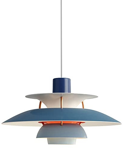 Serin-Eletro Nordic Stil Pendelleuchte E27 Farbverlauf Blau Designer Hängeleuchte Moderne Kreativer Hängelampe Esstisch Aluminium Schatten Wohnzimmer Küchen Cafe Hängend Lampen Höhenverstellbar,φ40CM