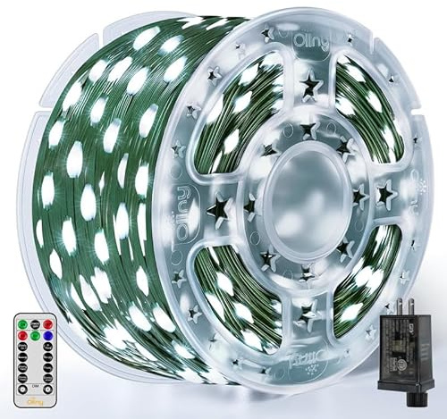 Ollny Christmas Lights 1000 LED 330 FT, IP67 Waterproof Plug in Christmas Tree Lights with Remote, 8 Modes, 3 Timers, Dimmable, House Xmas Indoor Decorations Outdoor String Lights (Cool White)