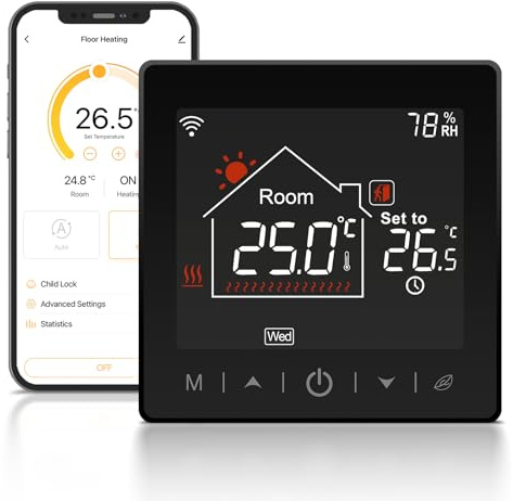 Termostato WiFi Tuya,Control por Voz de la App Inteligente/Pantalla LCD,Termostatos de Pared programables para Calentamiento de Agua 3A,Cronotermostato Compatible con Alexa/Google Assistant