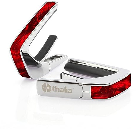Thalia Exotic Shell Series Kapodaster mit Chrom-Finish und Red Angel Wing Einlage