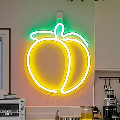 HFHungkeong LED Neon Pfirsich Schild handgefertigt für Wand Raum Party Zuhause Bar Kunst Schlafzimmer Tisch Hochzeit Party Tischdekoration Muttertagsgeschenk, 3AA Batterie oder USB betrieben