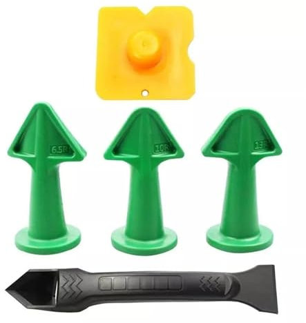 SSIMOO 5 Stück Abdichten Düse Applikator Finishing Werkzeug Spachtel Kunststoff Kleber Schaufel Fliesen Ziegel Gelenke Boden Silikon Entferner Hand Werkzeug Set (Color : A)