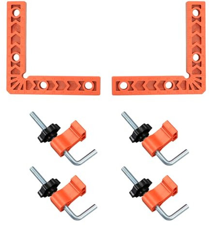 CLKE 2 Stück 90 Grad Positionierwinkel, Positionierwinkel Kunststoff, 90 Grad Winkel 100x100mm, mit 4 Stück Einstellbare Befestigung, für Installationshilfe und Positionierung von Holz, Stein, etc.