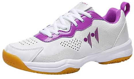 ZHENSI Chaussures De Badminton Légères pour Femmes Baskets De Volley-Ball De Ping-Pong De Tennis Antidérapantes Chaussures D'intérieur,Violet,39 EU