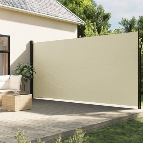 LAPOOH Seitenmarkise Ausziehbar Creme 200x600 cm, Balkon Markise, Sonnenschutz, Balkon überdachung, Sonnenmarkise, Terrassen-markisen - 4004550