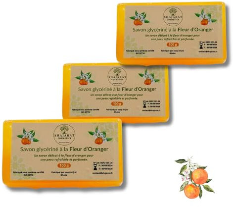 Lot 3 Savons Fleur d'Oranger-Hydratation Ultime-Arôme Évoutant-| Apaisant & Relaxant | Fabrication Artisanale Maroc -100g