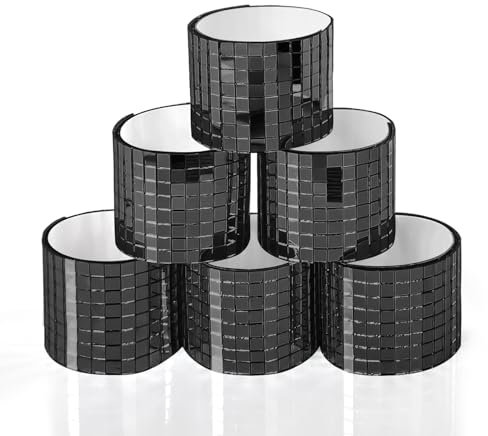 Art3dwallpanels Piastrelle a mosaico autoadesive in vetro per mosaico fai da te (nero|6 pezzi)