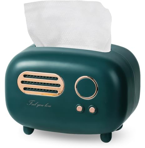 Taschentuchbox, Taschentuchspender Für Büro, Vintage-Radio-Styling Tissue Box Mit Rutschfester Boden, Für Bad Wohnzimmer Schlafzimmer Nachttisch Schreibtisch (Grün)