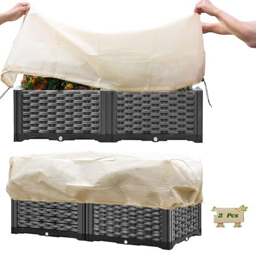 lalago Telo Protettivo per fioriere, Riparo delle Piante d'inverno, Protezione Invernale per Piante, Protezione Invernale per scatole di Fiori, Protezione antigelo con Cordino (100x45x40cm, 2 Pezzi)
