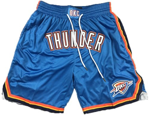 MCQOmcil Herren Thunder Basketball Shorts, hohe Elastizität, atmungsaktiv, Sporthose, Basketball Trainings Shorts, schnell trocknend, mit Taschen(S)