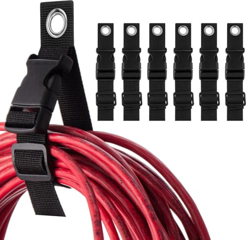 Wowangce 6 supporti regolabili per cavi di prolunga da 43,2 cm, resistenti, grandi, con gancio in metallo, per uomini, regali, officina, garage, corda per tubo flessibile, accessori per
