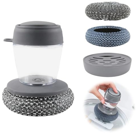 Multifunctional Pressing Cleaning Brush, Abwaschbürste mit integriertem Spülmittelspender Küchenbürste Befüllbare Spülbürste für Topf, Pfanne, Spülen Reinigung