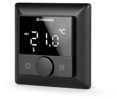 Termofol - TF-H5 angeschlossener, programmierbarer Thermostat für elektrische Fußbodenheizung - Heizblatt - Schwarz