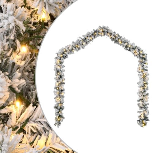 Homgoday Weihnachtsgirlande mit LED-Leuchten Tannengirlande Girlande Weihnachten, Girlande mit Beleuchtung Weihnachtsdeko für Hausgarten Urlaub Party Treppen Kamine Grün 10 m PVC