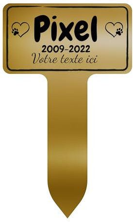 GRAVURE CONCEPT Plaque Funéraire pour Animaux - Stèle Commémorative Personnalisable PVC (Chien/Chat etc) - (Modèle 3 / Or Mat Texte Noir)