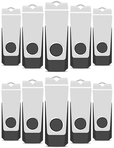 TEWENE USB Stick 8GB 10 Stück Set, USB 2.0 Rotate Flash Drive | Inklusive Trageband und Aufklebern; das Gehäuse ist um 360° drehbar; weitgehend kompatibel