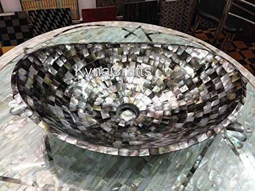 Bol de lavage des mains en nacre I Évier en pierre I Lavabo monté sur table I Lavabo à balai I Lavabo en nacre 61 x 48 cm