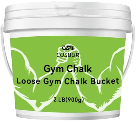 cosbur 2 LB Loose Gym Chalk Bucket - Premium Powder Chalk with Empty Chalk Bag & Spoon, Multi-Purpose for Weightlifting, Gymnastics, and Workouts