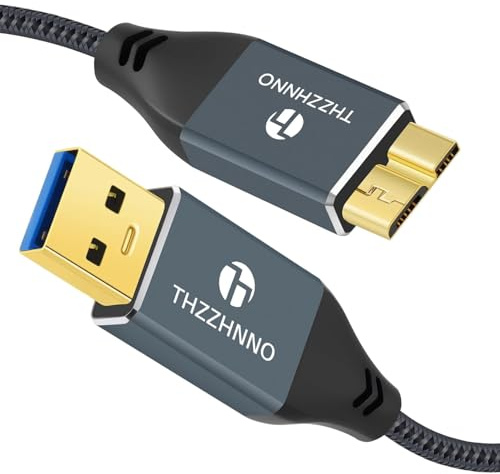Thzzhnno USB 3.0 Micro B to USB 3.0 Cable 2M, 5Gbps USBA to MicroB External Hard Drive Cord