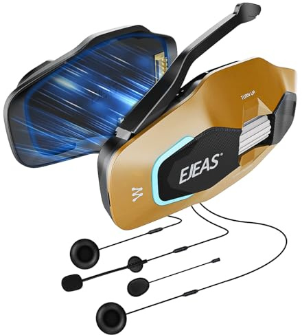 vFound X10 Sistema de Intercomunicación Bluetooth para Cascos de Moto, Mesh 4.0 + Conexión 5G Móvil para Grupos, Compartir Música e IP67 Resistente al Agua Comunicación Grupal par (Amarillo)