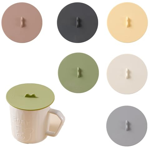 Juego de 6 tapas de silicona para tazas de té, 10 cm, 6 colores, tapa para el polvo, tapa a prueba de fugas, tapa de silicona, tapa de cristal de silicona, tapa para la mayoría de tazas