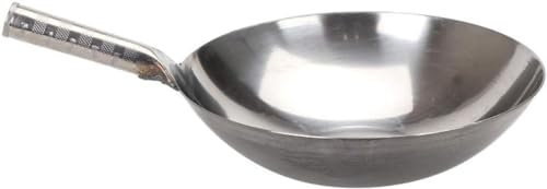 Padella wok professionale – grande padella non rivestita con manico in acciaio – padelle da cucina multiuso per mescolare e cucinare