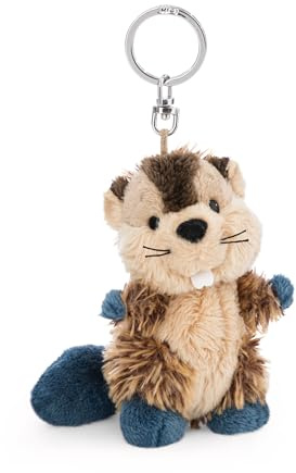 NICI 62260 Harry Woodsnacker Portachiavi a forma di castoro, compagno fedele in peluche per lo zaino o la borsa di grandi e piccini, 10 cm, marrone