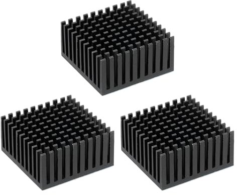 PATIKIL Heatsink 40x40x20mm, 3 Pcs Aluminum Cooler Radiator Heat Sink with Thermal Blue Sticker for Raspberry Pi Chip CPU Power Transistor FET IC Power Amplifier, Black