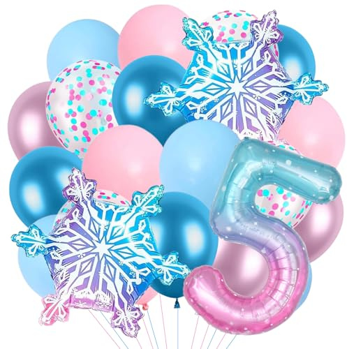 Globos de Aluminio de Copo de Nieve, Foil Globos Numero 5, Globo Copos de Nieve, Globo Numero 5 Cumpleaños, Globoes Foil Copo de Nieves, Globoes de Nieves, Globoess Temáticos de Invierno