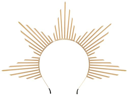 PartyforU Goldene Göttin Heiligenschein Stirnband - Sonnengöttin Heiligenschein Krone für Frauen Cosplay Zubehör Renaissance