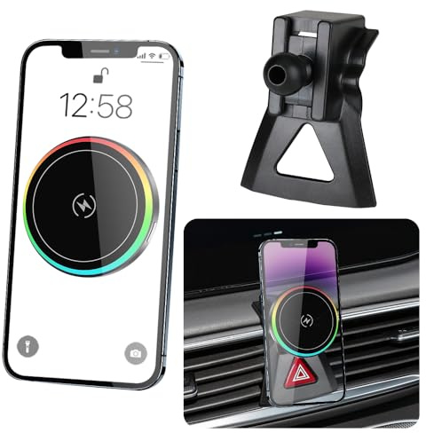 LUNQIN Car Magnetic Phone Mount for Hyundai Santa Fe 2019 2020 2021 2022 2023 Auto Interior Accessories Best Cellphone Holder Fast 15W Wireless Charger Cell Phones Charging Screen Stand Accessory