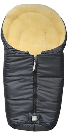 Naadja Lammfell Babyschalen Fußsack, 80 x 37 cm, Mumienform, für Babyschale und Babywanne (anthracite)