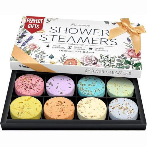 Shower Steamers Aromatherapy Birthday Gifts for Women - 8 Pack Shower Bombs with Natural Essential Oils, Self Care Relaxation Home Spa, Basket Stuffers White Elephant Gifts for Women Mom Wife Teens