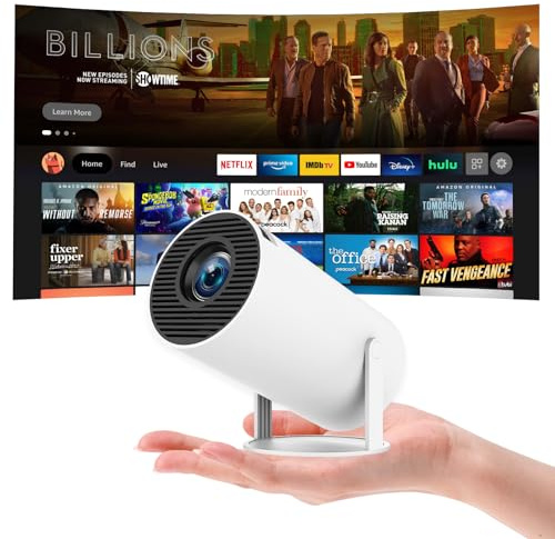 Portable Video Projecteur Mini Projecteur 4K Videoprojecteur WiFi 6 BT5.4 Android 11 Retroprojecteur 1080P Full HD Supporté pour TÉLÉPhone PC Lap HDMI Home Cinéma 180° Rotation (Small)