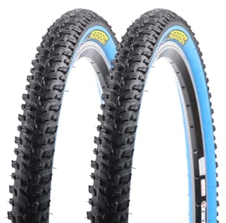 2 Stück 26 Zoll Fahrrad Reifen 26x2.125 MTB Mantel Decke 54-559 Schwarz Blau