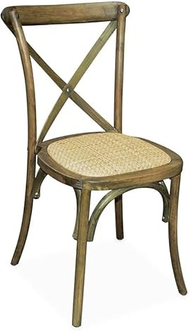 Biscottini Esszimmerstühle aus Massivholz Corss, 44 x 46 x 88 cm, Küchen- und Wohnzimmerstühle aus Rattan, Holzstühle für Außen- und Innenbereich, rustikal, gepolsterter Vintage-Holzstuhl
