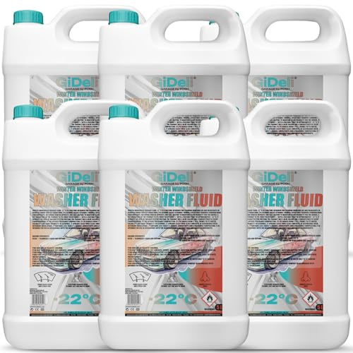 GiDeli Scheibenfrostschutz 6 x 5 L - Gebrauchsfertig bis -22 Grad | 30 Liter in sechs tragbaren Kanistern, ausgabefertig an sechs Arbeitsplätze verteilbar